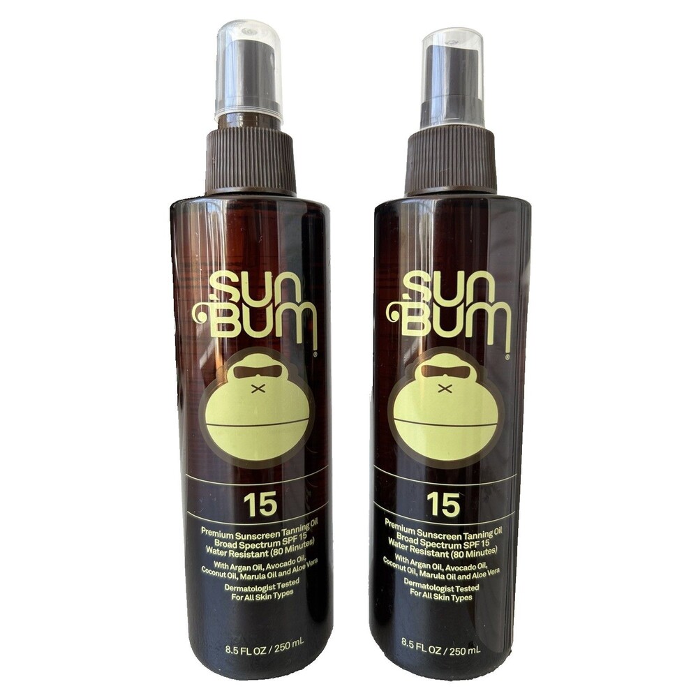 Sun Bum SPF 15 Premium Sunscreen Tanning Oil 8.5 Fl oz LOT Of 2 Expiry 2028